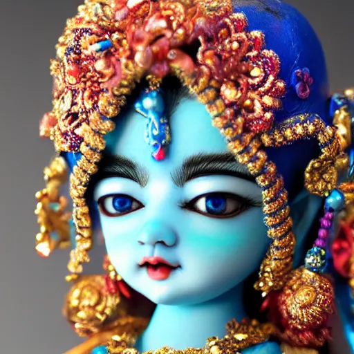 Prompt: A photo of a blue krishna in japonese bjd dolls style, 4k