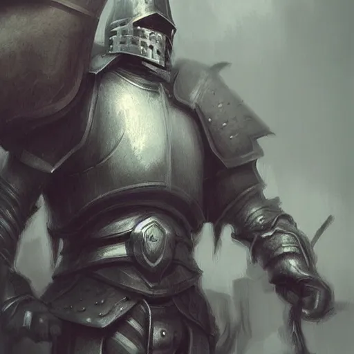 Prompt: handsome cow wearing medieval suit of armor, illustration, concept art, art by wlop, dark, moody, dramatic