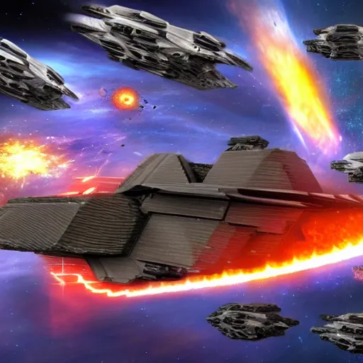 Prompt: epic space battle of hundreds of space battleships at Orion's blazing hyperspace gate, hyper-detail, hyper-realism, high-definition picture