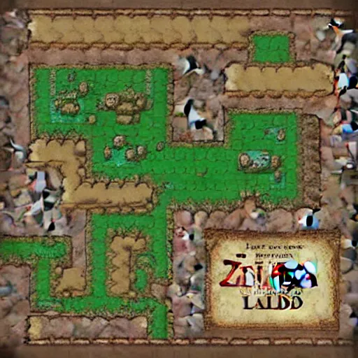 Image similar to Legend of Zelda, full map stylized 2d