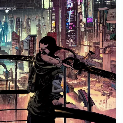 Image similar to A City Landscape of a Cyberpunk utopia, award winning comic book style, hyperdetailed, sharp, intricate