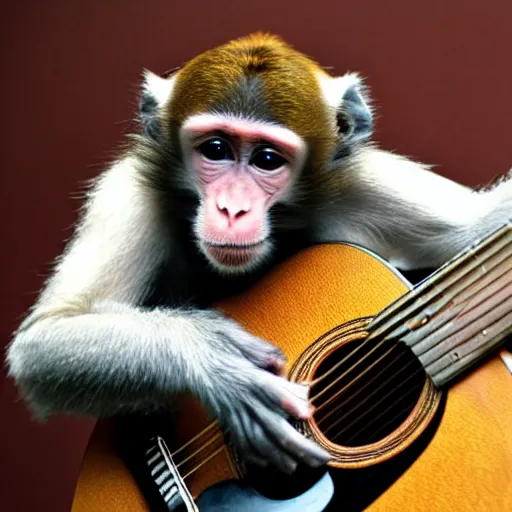 Image similar to a monkey playing guitar