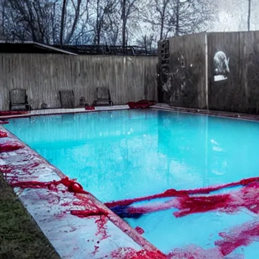 Image similar to a swimming pool of blood, spooky