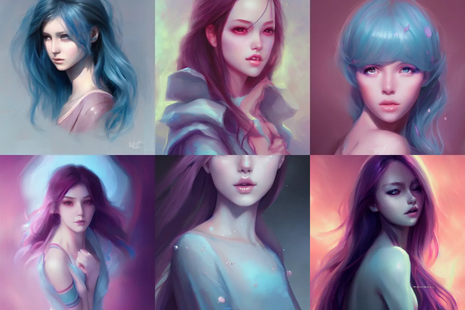 Prompt: Bella ragazza, bubblegum, visualartzi, korean, and blue image, concept art by Charlie Bowater, highly detailed, ultra detailed, ultra realistic, trending on artstation