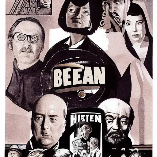 Prompt: criterion collection cover art for the film 1997 film Bean