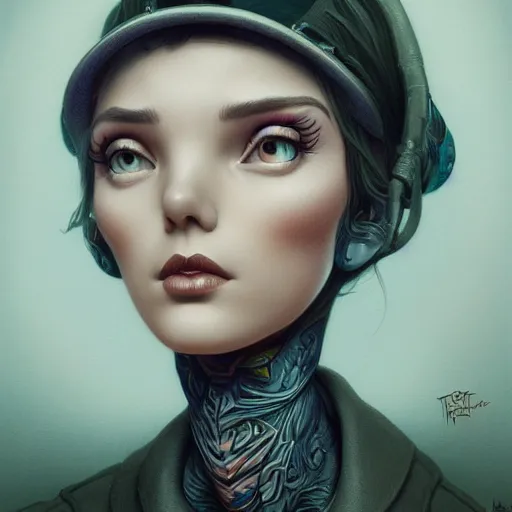 Image similar to Lofi portrait, 3/4 profile, Pixar style by Joe Fenton and Stanley Artgerm and Tom Bagshaw and Tim Burton,