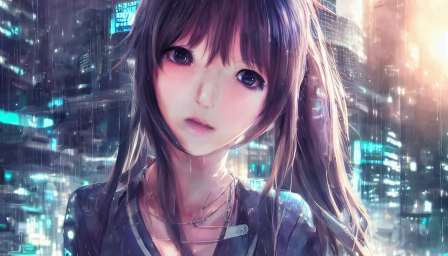 Anime Girl Purple Eyes Cyberpunk, anime-girl, anime, cyberpunk, artist,  artwork, HD wallpaper