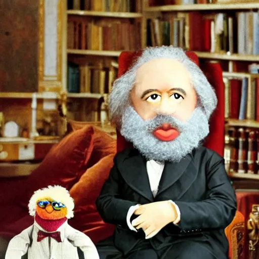 Image similar to karl marx as a muppet