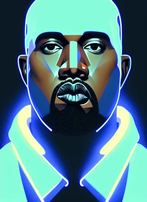 Image similar to symmetry!! portrait of kanye west, sci - fi, tech wear, glowing lights!! intricate, elegant, highly detailed, digital painting, artstation, concept art, smooth, sharp focus, illustration, art by artgerm and greg rutkowski and alphonse mucha