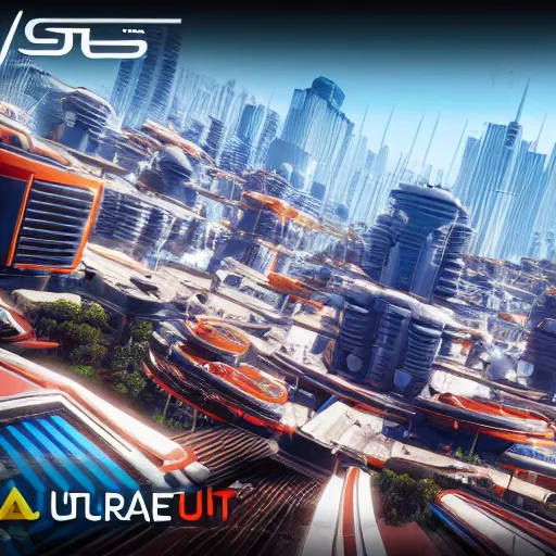 Image similar to cityscape from wipeout playstation ultra detailed 4 k unreal engine artstation