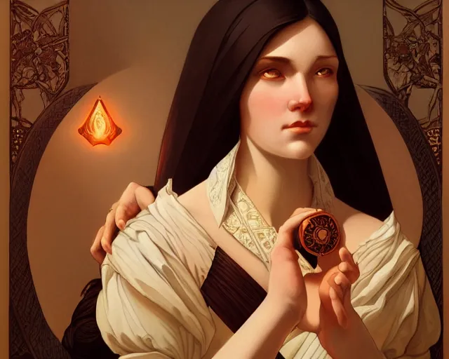 Image similar to photography of georges de la tour, deep focus, d & d, fantasy, intricate, elegant, highly detailed, digital painting, artstation, concept art, matte, sharp focus, illustration, hearthstone, art by artgerm and greg rutkowski and alphonse mucha