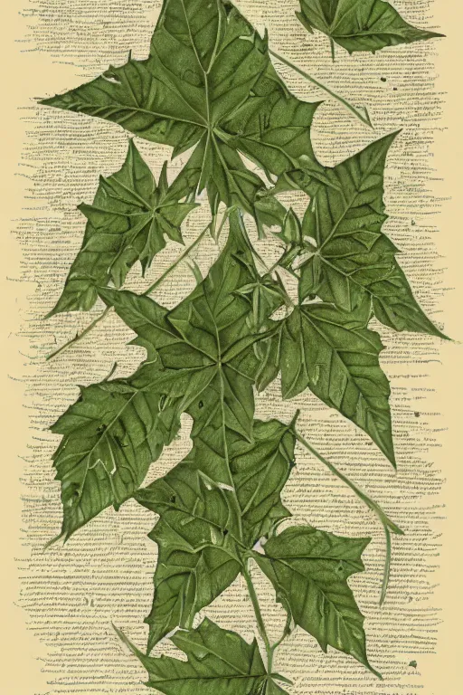 Image similar to scan of the leaves of an old cursed herbarium, by john howe, infographic, textbook, marginalia, cursed, alien, plant specimens, hortorium, scientific study