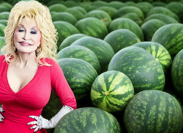 Prompt: studio portrait photo still of 2 0 year old dolly parton!!!!!!!! at age 2 0 2 0 years old 2 0 years of age!!!!!!! surrounded by watermelons, 8 k, 8 5 mm f 1. 8, studio lighting, rim light, right side key light