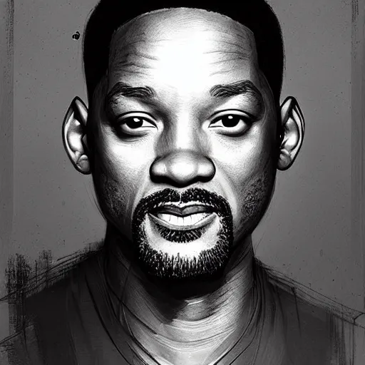 Image similar to “Portrait of Will Smith by Greg Rutkowski, young, manly, attractive, strong, older brother vibes, highly detailed portrait, scifi, digital painting, artstation, concept art, smooth, sharp foccus ilustration, Artstation HQ”