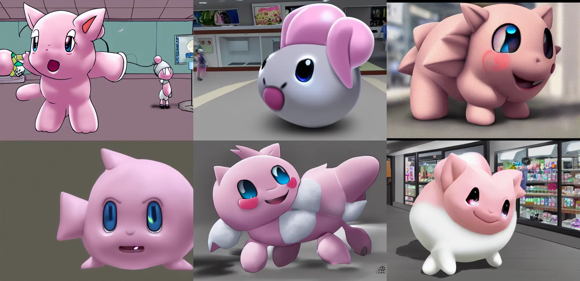 Prompt: photorealistic jigglypuff is shoplifting, cctv footage,