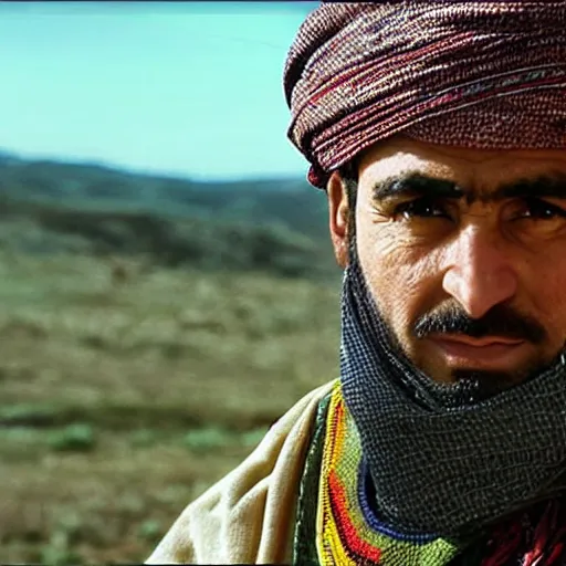 Prompt: Kurdish Kurdish shepherd wearing Kurdish Kurdish clothes in a movie directed by Christopher Nolan, movie still frame, promotional image, imax 70 mm footage