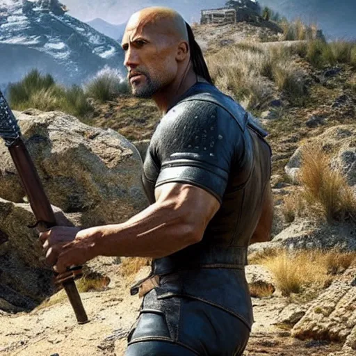 Image similar to Dwayne Johnson in the Witcher 4K detailed super realistic