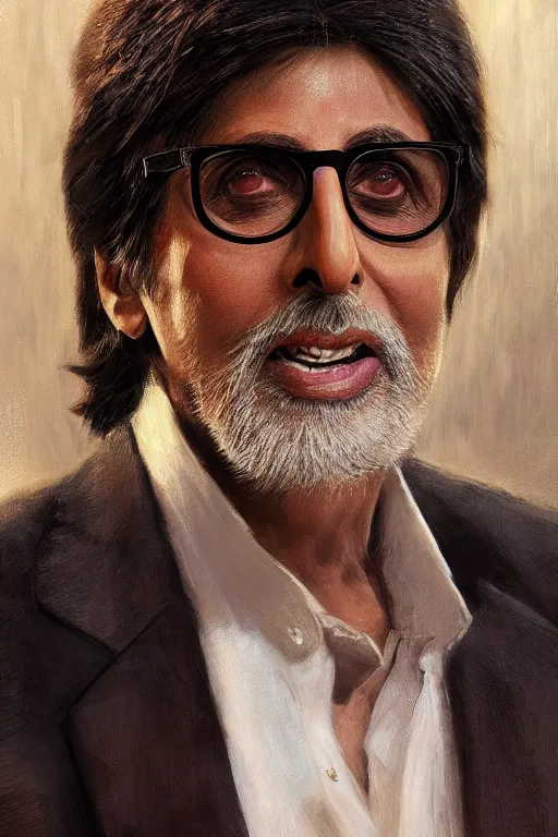 Image similar to Amitabh Bachchan, closeup character portrait art by Donato Giancola, Craig Mullins, digital art, trending on artstation