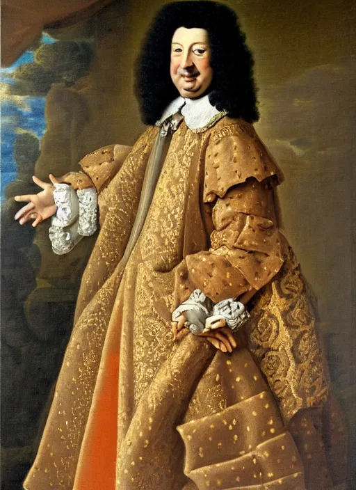 Image similar to beautiful oil painting portrait of Louis xiv of France in coronation robes by hyacinthe rigaurd 1701