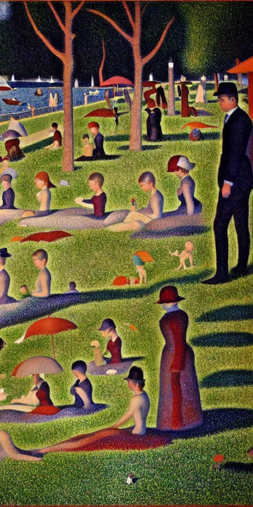 Prompt: a film still of love by gaspar noe movie, painted by georges seurat, impressionism, pointillism, detailed