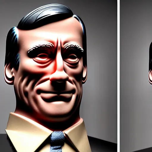 Image similar to uhd photorealistic statue of john hamm made entirely of spam. spasm john hamm. correct face.