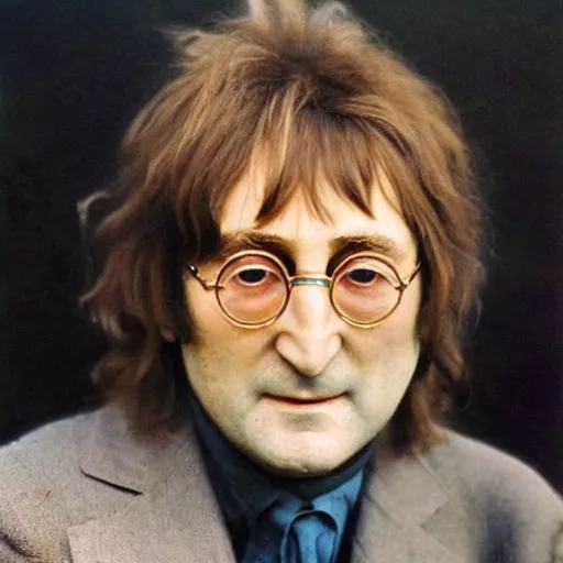 Image similar to A colored colorized real photograph of old John Lennon as an old man in his eighties with short hair in the 2010s, Old John Lennon, taken in the early 2020s, taken on a 2010s Camera, realistic, hyperrealistic, very realistic, very very realistic, highly detailed, very detailed, extremely detailed, detailed, digital art, trending on artstation, headshot and bodyshot, detailed face, very detailed face, very detailed face, real, real world, in real life, realism, HD Quality, 8k resolution, intricate details, colorized photograph, colorized photo, John Lennon as an old man with short hair, old John Lennon, old man John Lennon