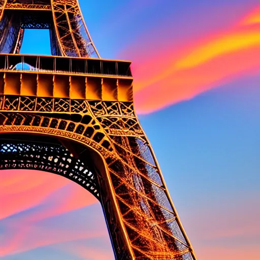 Image similar to flying dragon over the eiffel tower, paris, sunset, flying dragon, smaug