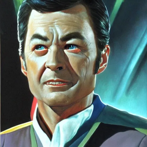 Prompt: dr mccoy from star trek the original series. realistic concept art painting,
