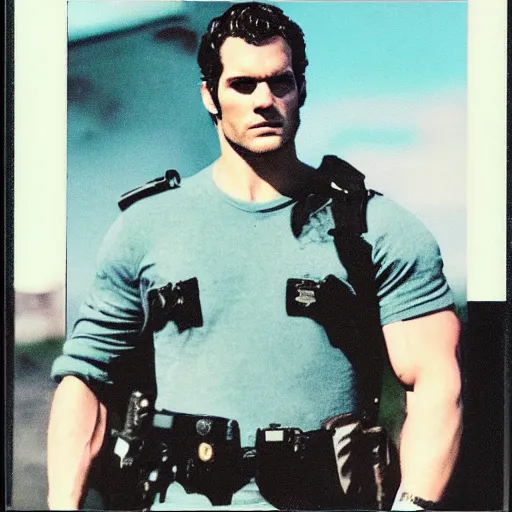 Image similar to Polaroid image of Henry Cavill as cop