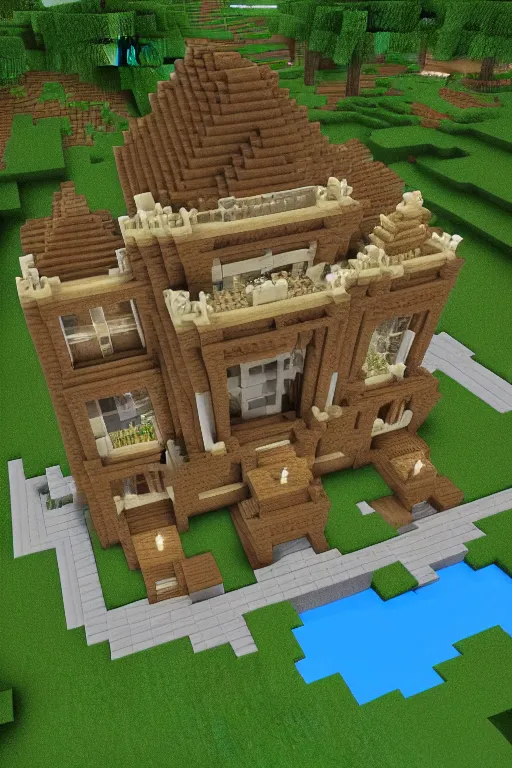 Prompt: minecraft mansion