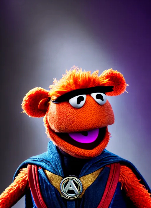 Image similar to studio portrait still of muppet!!!!! doctor strange in avengers endgame!!!!!! as a muppet muppet as a muppet, 8 k, studio lighting, key light,