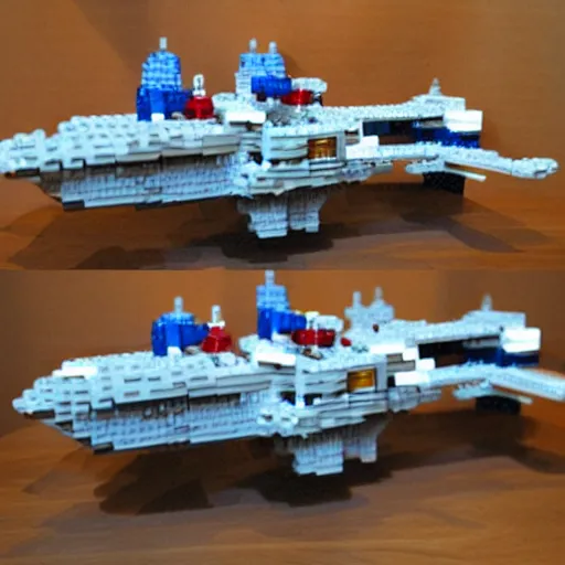 Prompt: retro sci-fi spaceship made of legos