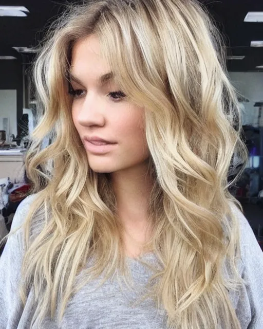 Prompt: beautiful woman, wavy blonde hair