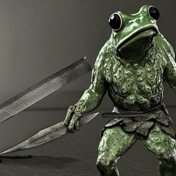 Prompt: a greatsword with the blade made out of many frogs, cinemattc, 2 0 2 2, highly detailed, dramatic lighting