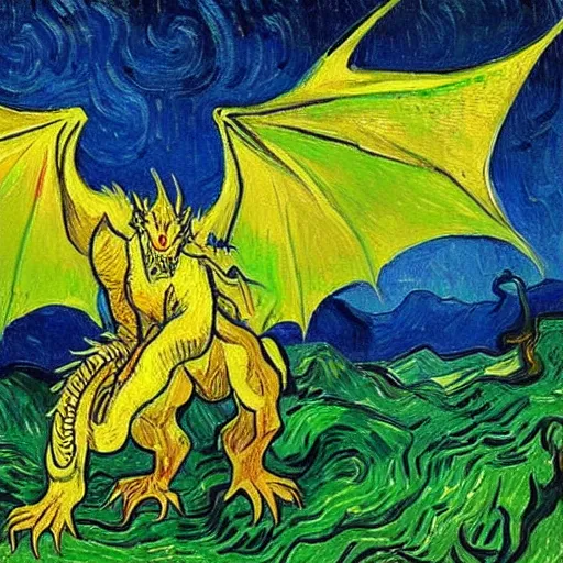 Image similar to dragon oil painting by Van Gogh