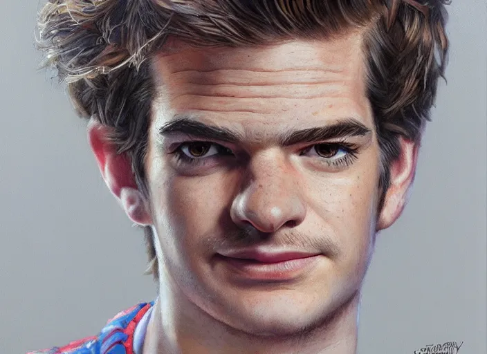 Image similar to a highly detailed beautiful portrait andrew garfield spidey, james gurney, james jean