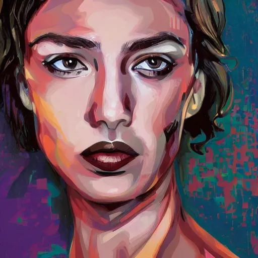 Prompt: woman portrait made out of paint, beautiful, cyborg, comic book art, highly detailed