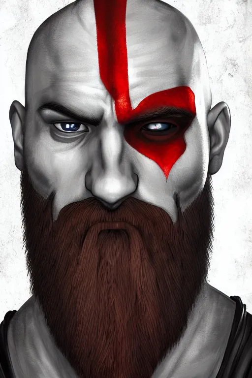 Image similar to portrait of kratos, highly detailed, centered, digital painting