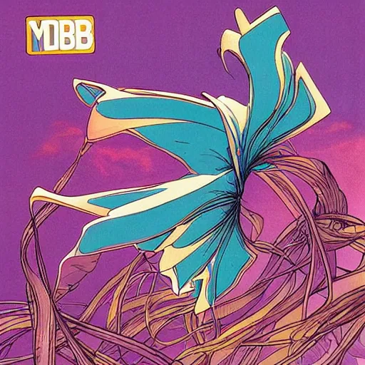 Prompt: DnB album over by moebius