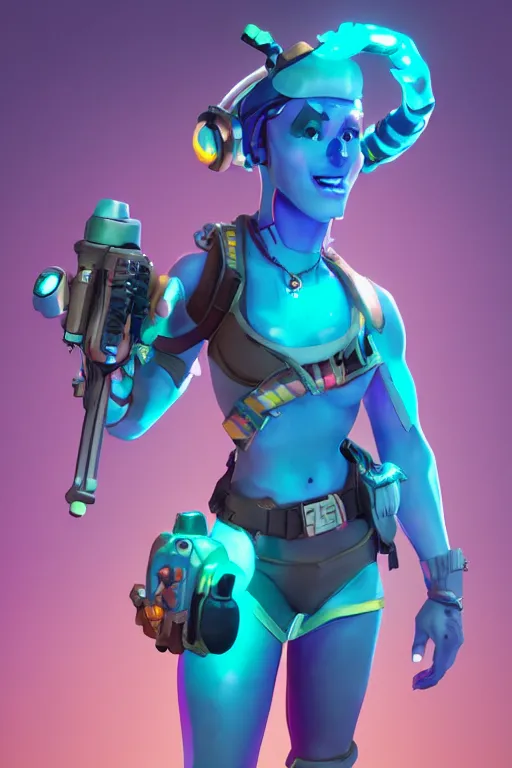 Image similar to fornite lady epic game design fanart by concept artist gervasio canda battle royale kaws radiating a glowing aura global illumination ray tracing hdr render in unreal engine 5