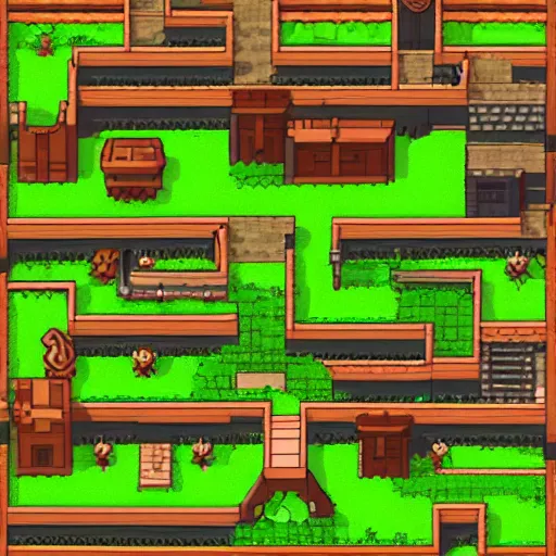 Prompt: tileset of a 2d RPG game
