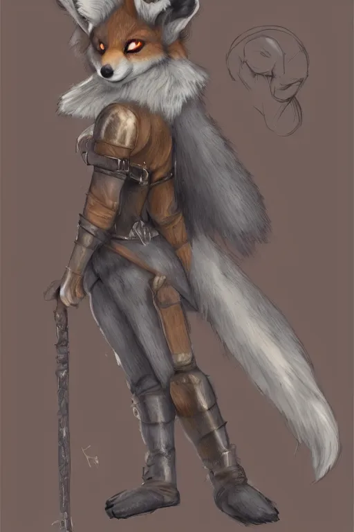 Image similar to an anthropomorphic medieval fox with a fluffy tail, backlighting, trending on artstation, digital art, furry art, trending on furaffinity, fantasy art, by kawacy