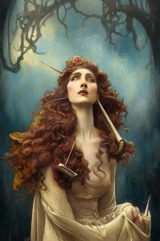Image similar to House by Tom Bagshaw in the style of Gaston Bussière, art nouveau