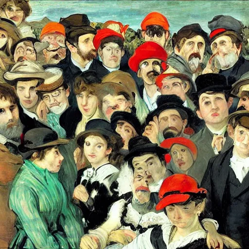 Image similar to Where's Waldo, in the style of Manet