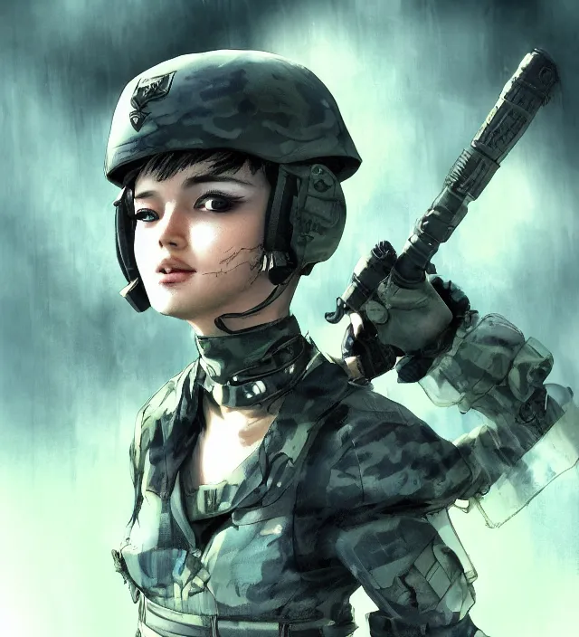 Prompt: hd 3 d photo graphic novel video game portrait of a cute young soldier girl complicated synaptic particles angelic deity in miura kentaro gantz frank miller jim lee kubrick nolan style detailed trending award winning on flickr artstation