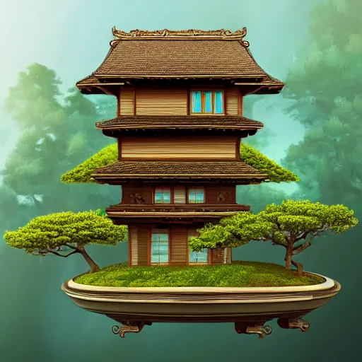 Prompt: a house in a bonsai, digital art, trending on artstation, hdr, fantasy art