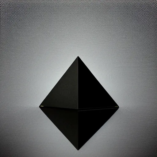 Image similar to a black triangle shaped box on a black background, with a hologram by gabriel dawe, trending on behance, holography, tesseract, holographic, geometric