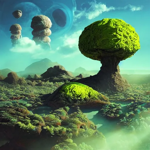 Image similar to “4k alien landscape with silicon based plants and animals”