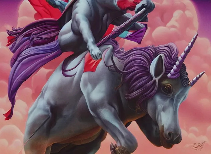 Prompt: obama riding an unicorn, by tristan eaton stanley artgerm and tom bagshaw.