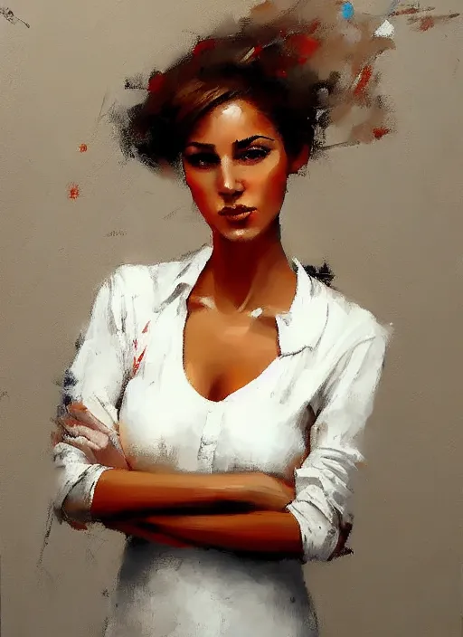 Prompt: a portrait of a pretty young lady by andre kohn